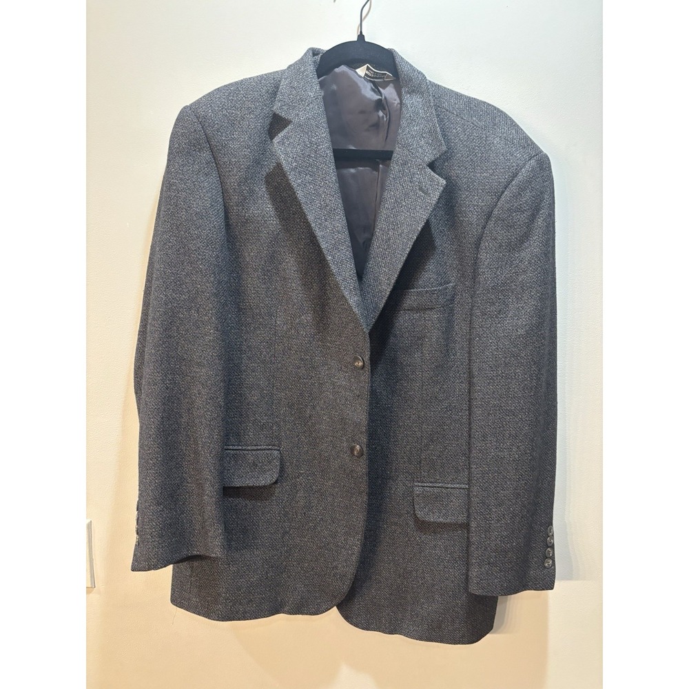 Pronto Uomo Mens Sport Coat 42R Brown Grey Tweed Blazer Italy 2 Button Wool Silk